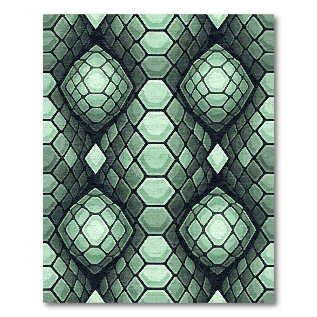 Geometric Emerald Reptile Scale Sphere Rug