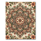 Soft Peach Floral Medallion Garden Rug