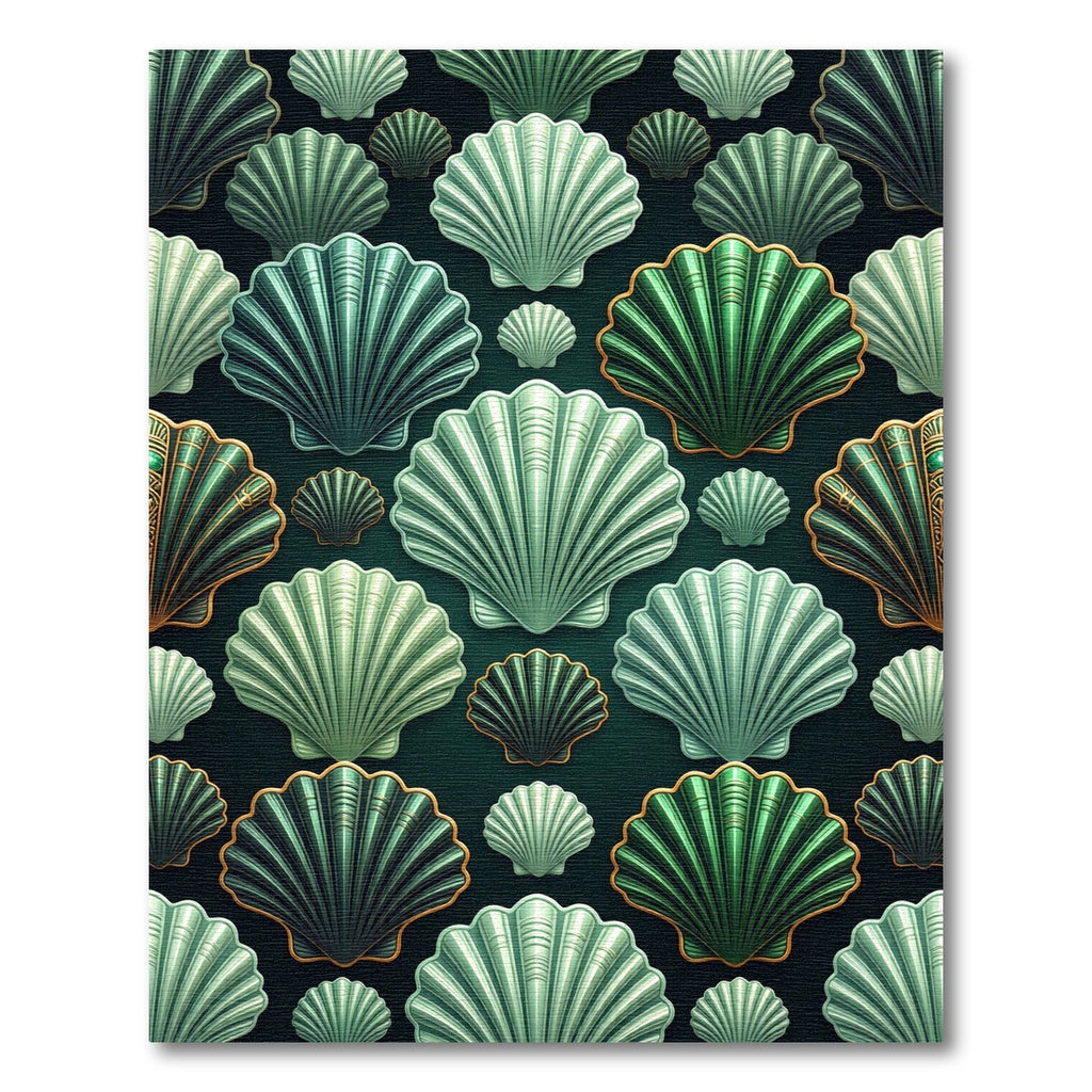 Emerald Teal Seashell Array Rug