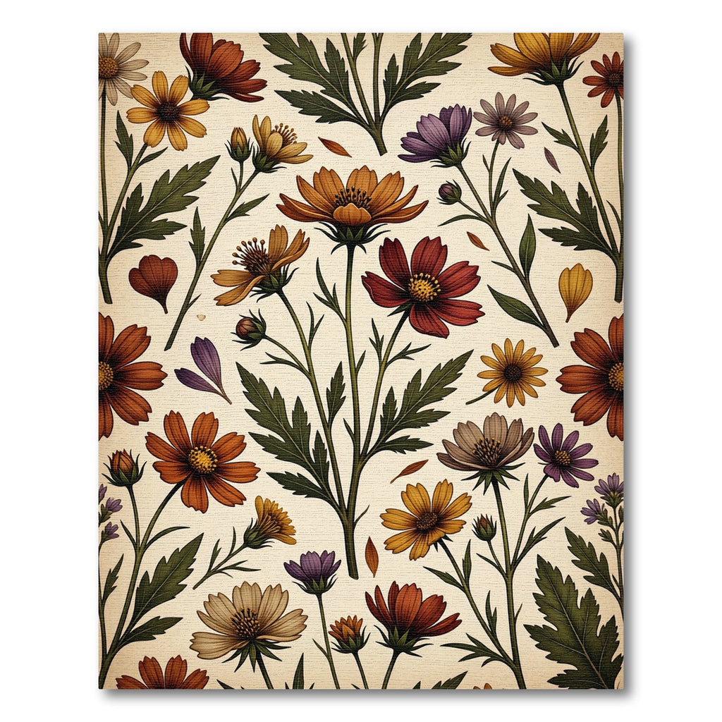 Vintage Earthy Autumn Floral Garden Rug