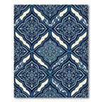 Navy Blue Scroll Floral Arabesque Rug