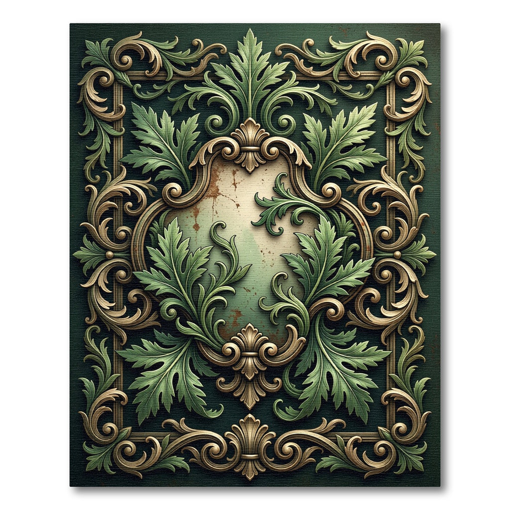 Ornate Emerald Acanthus Scroll Medallion Rug