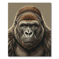 Majestic Brown Gorilla Portrait Illustration Rug