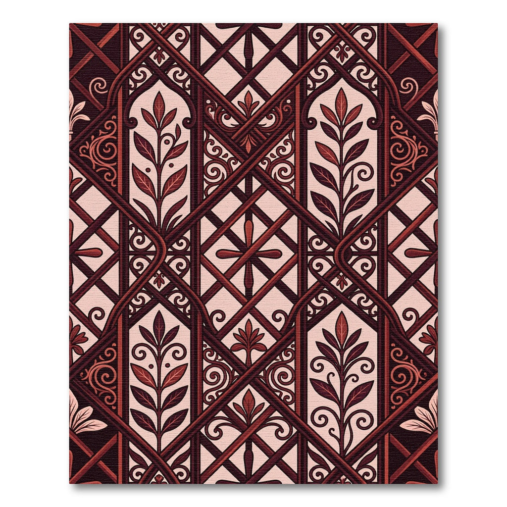 Gothic Burgundy Trellis Leaf Rug