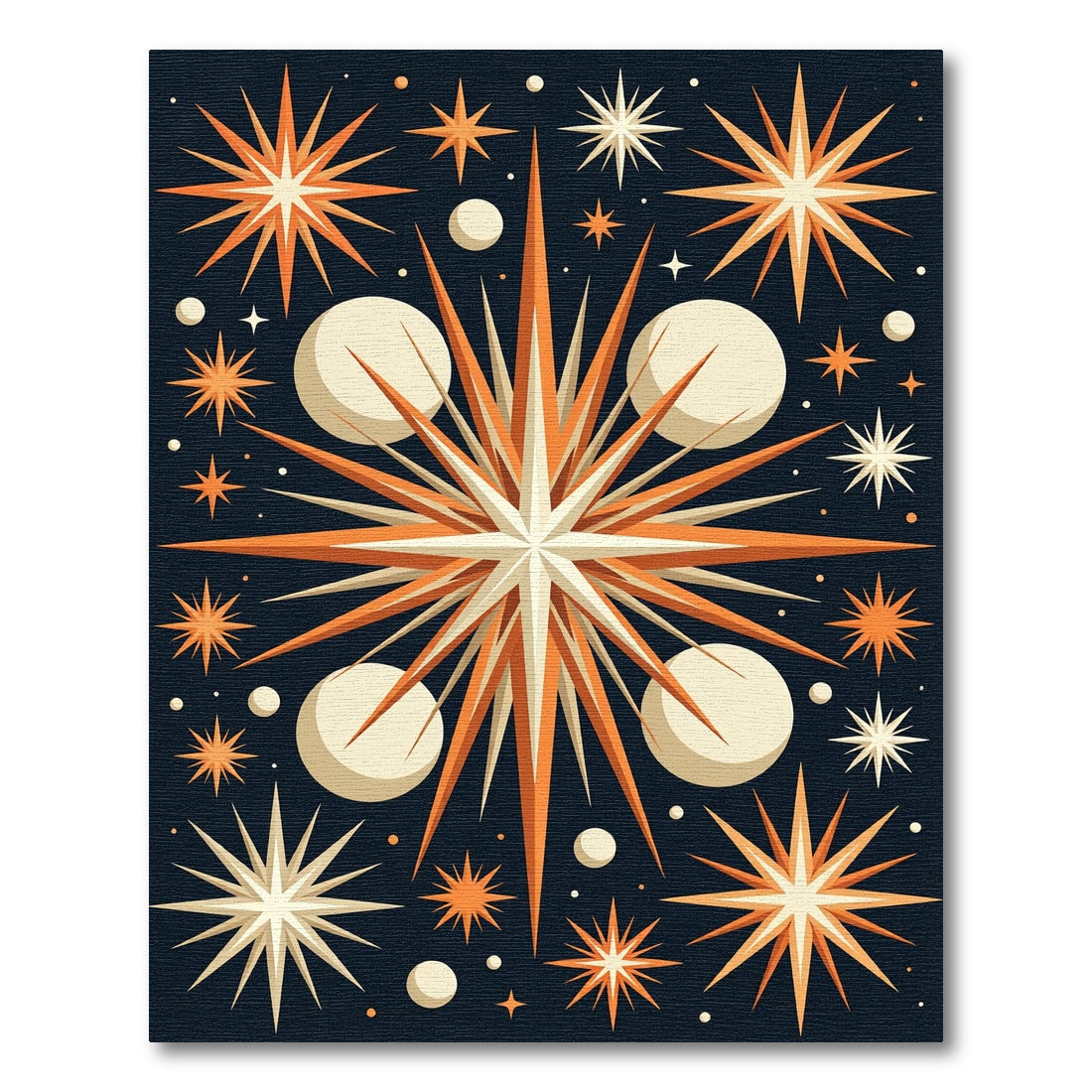 Geometric Mid Century Celestial Star Rug