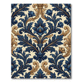 Navy Blue Golden Acanthus Scroll Rug