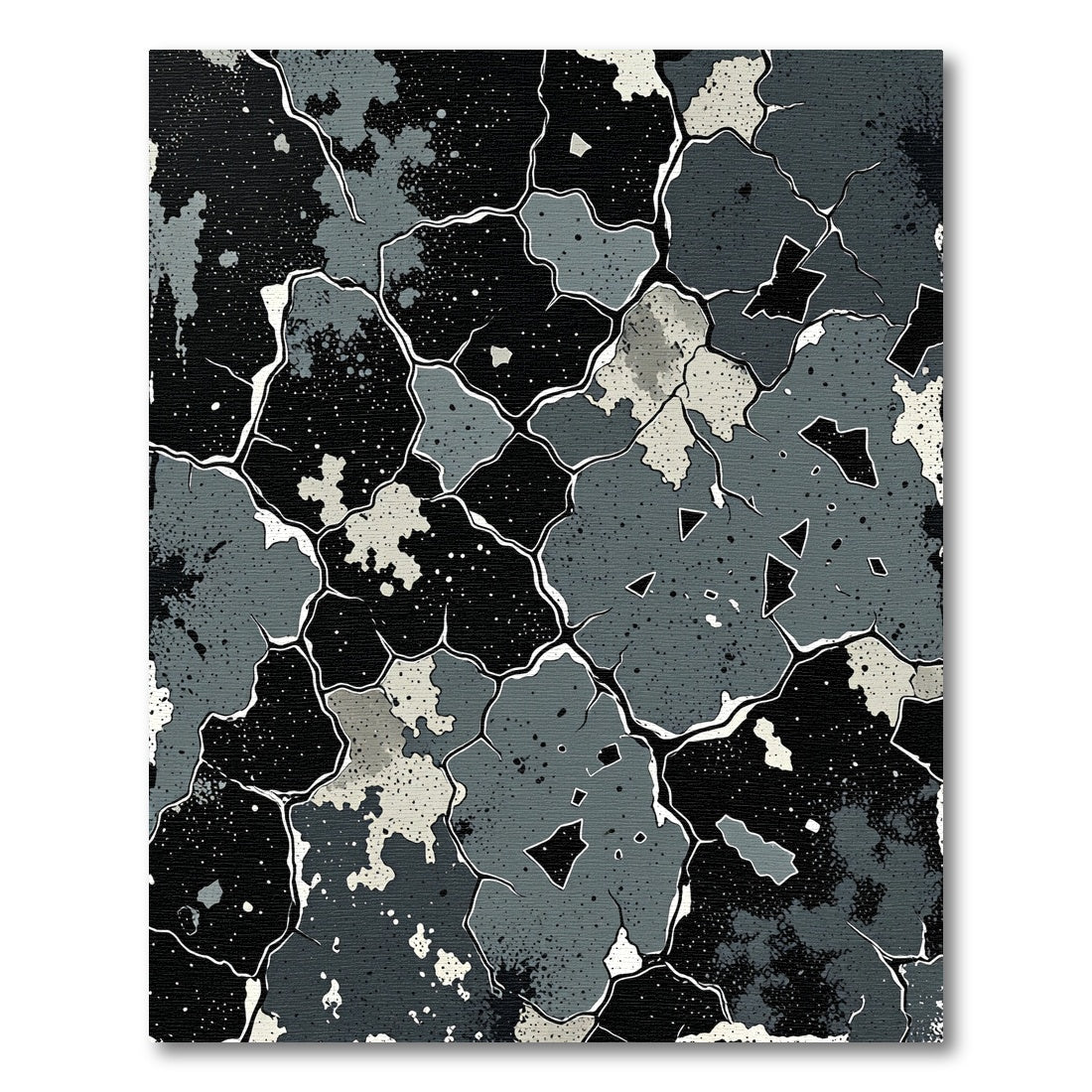 Chipped Stone Abstract Black Gray Rug