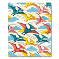 Playful Colorful Pterodactyl Dinosaur Flock Rug