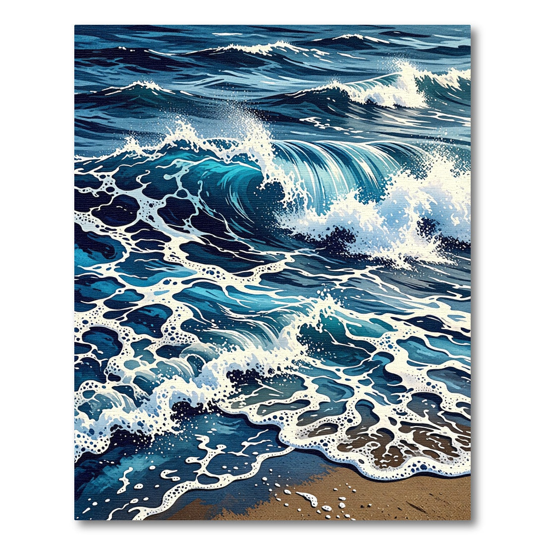 Deep Ocean Blue Crashing Wave Rug