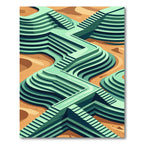 Mint Green Abstract Terraced Landscape Rug