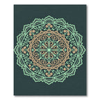 Sage and Peach Filigree Floral Mandala Rug