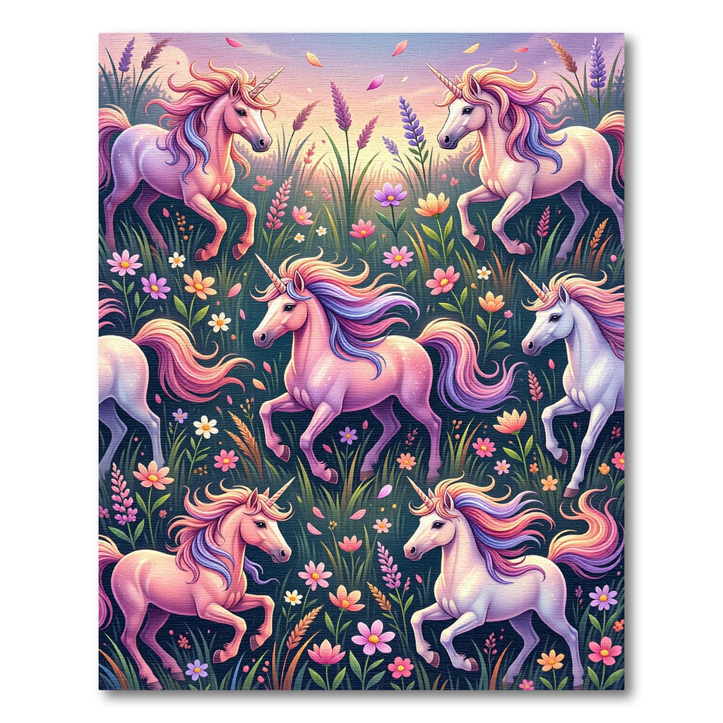Whimsical Pastel Unicorn Floral Meadow Rug