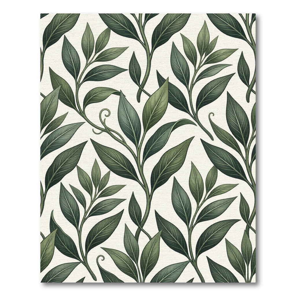 Dark Green Ethereal Leaf Sprigs Rug