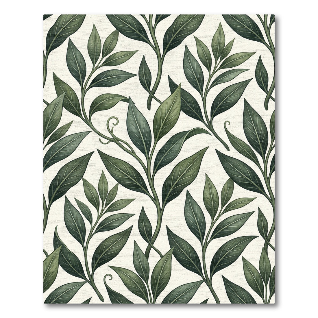 Dark Green Ethereal Leaf Sprigs Rug