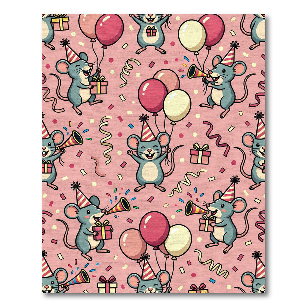 Whimsical Pink Party Mouse Celebration Rug