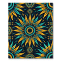 Turquoise Yellow Tribal Sunburst Rug