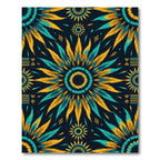 Turquoise Yellow Tribal Sunburst Rug