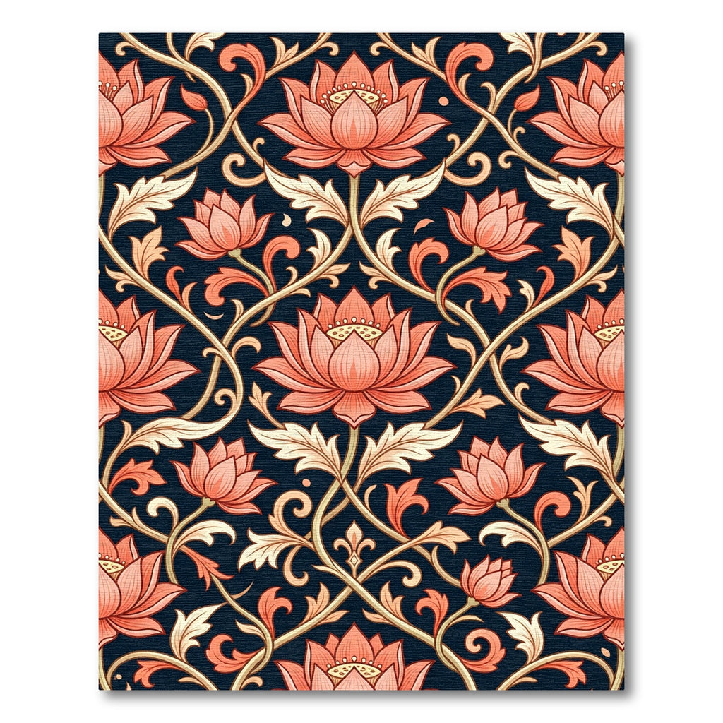 Coral Lotus Vine Dark Navy Rug