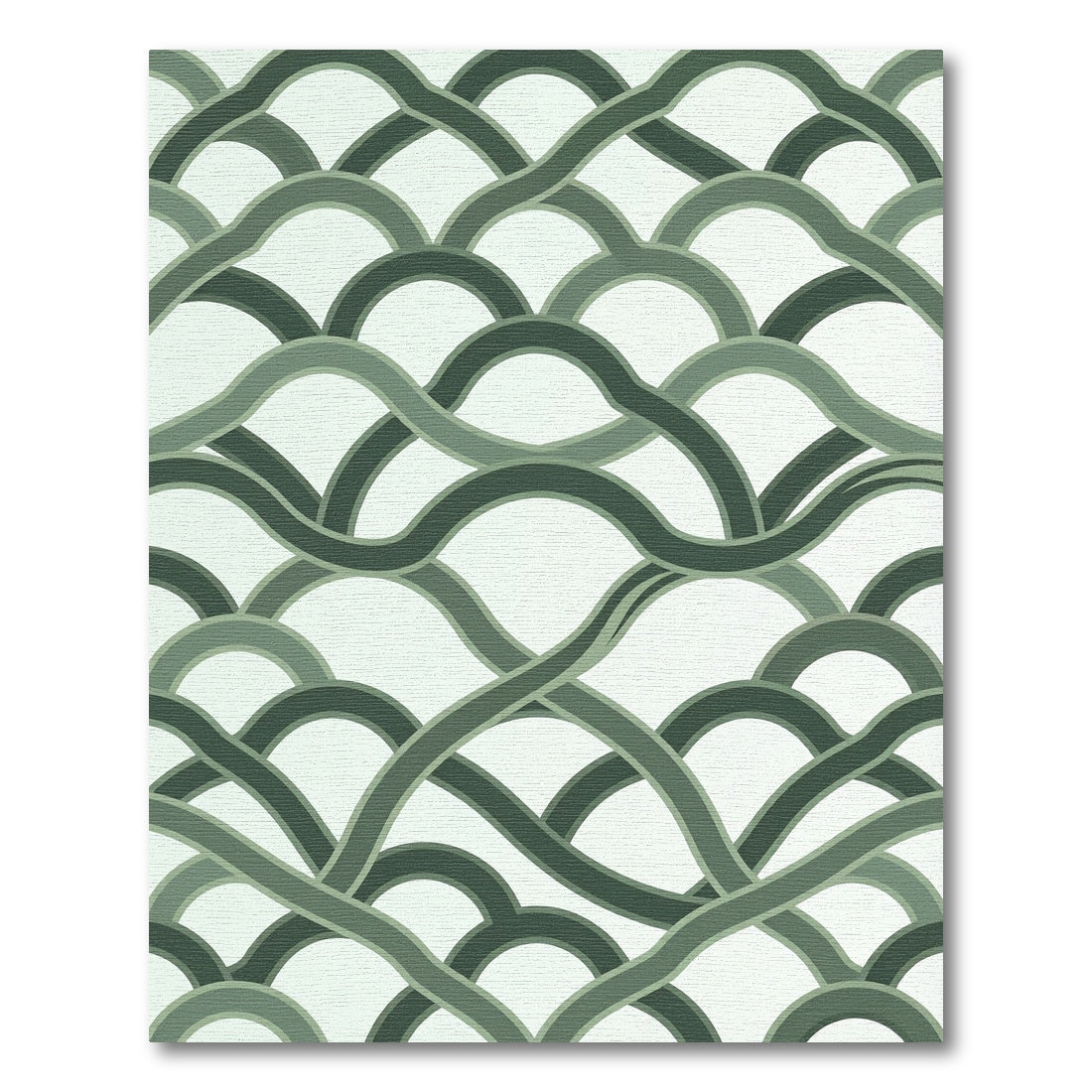 Sage Green Interlocking Wavy Arc Rug