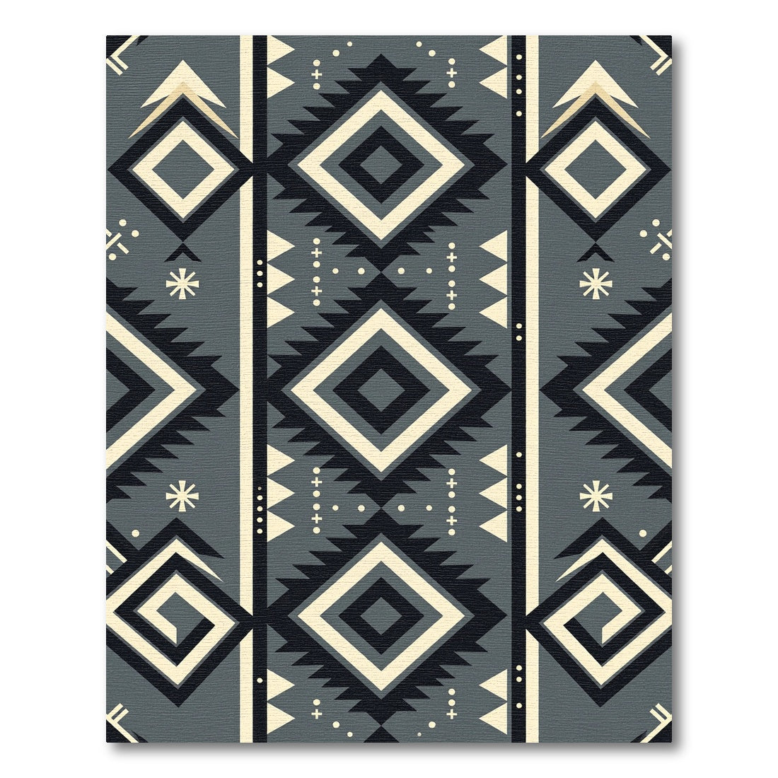 Gray Cream Black Diamond Geometric Loom Rug