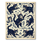 Whimsical Black White Kitten Illustration Rug