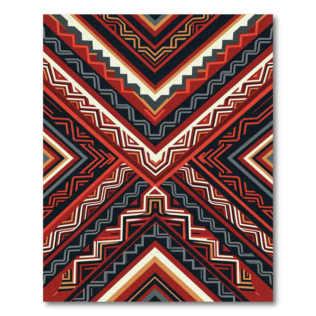 Bold Crimson Geometric Chevron Abstract Rug