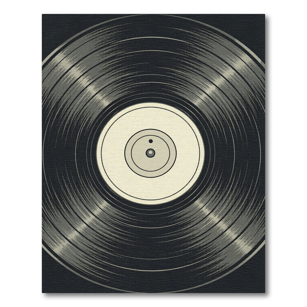 Retro Monochrome Vinyl Record Graphic Rug