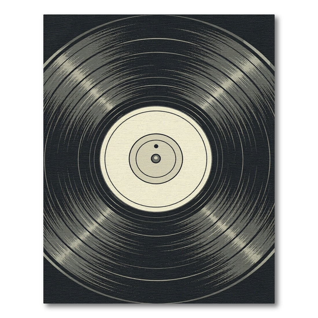 Retro Monochrome Vinyl Record Graphic Rug