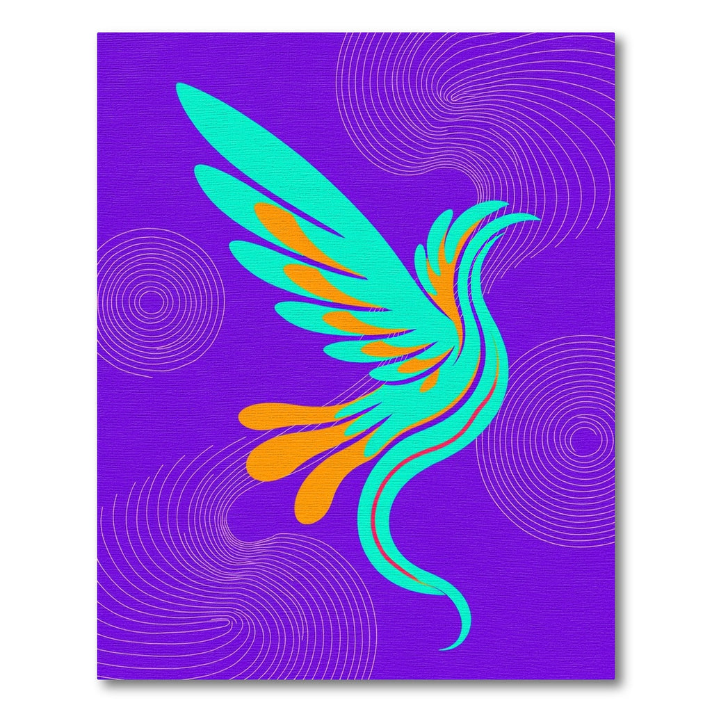 Vibrant Teal Orange Bird Swirls Rug