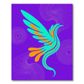 Vibrant Teal Orange Bird Swirls Rug