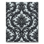 Dark Gray Flourish Scroll Damask Rug