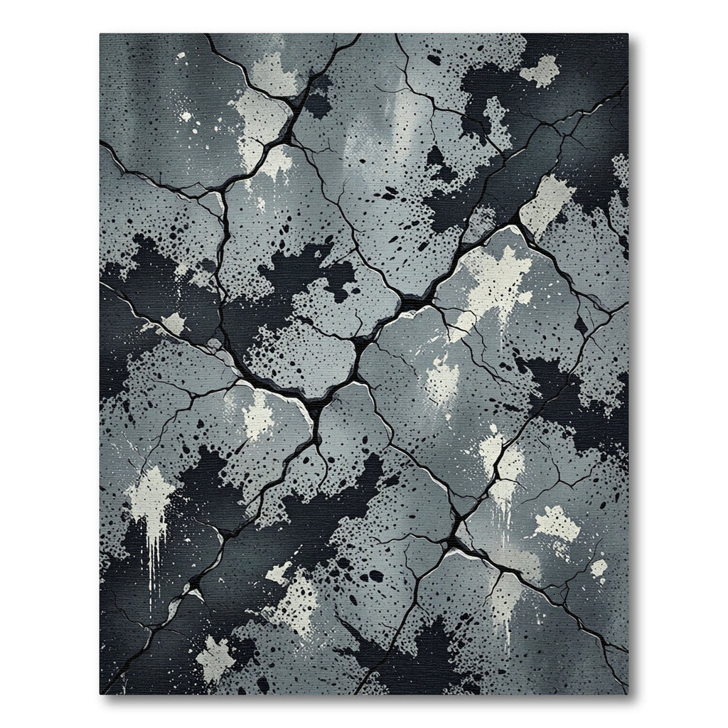 Crackled Concrete Splatter Grunge Rug