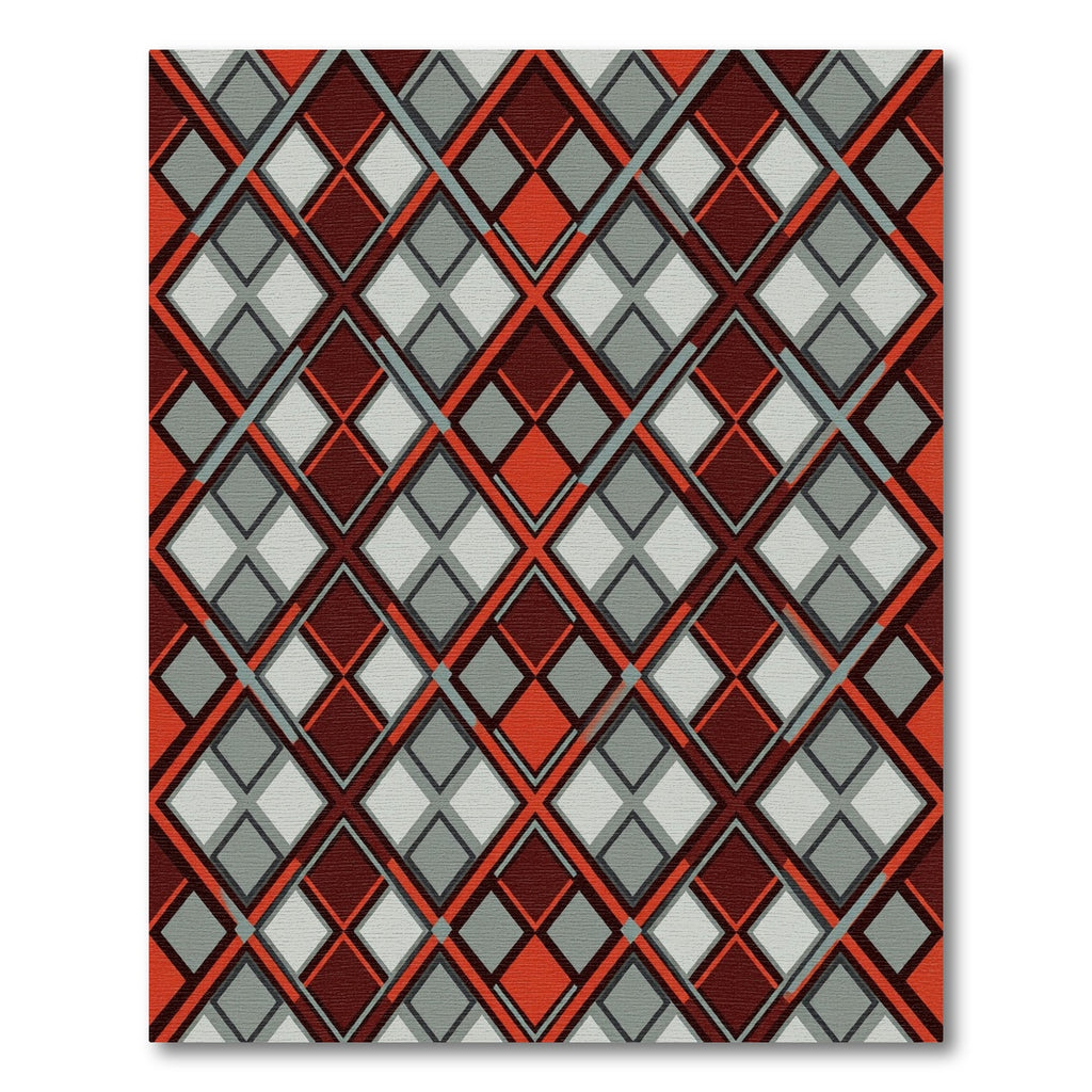 Crimson Grey Diamond Plaid Rug