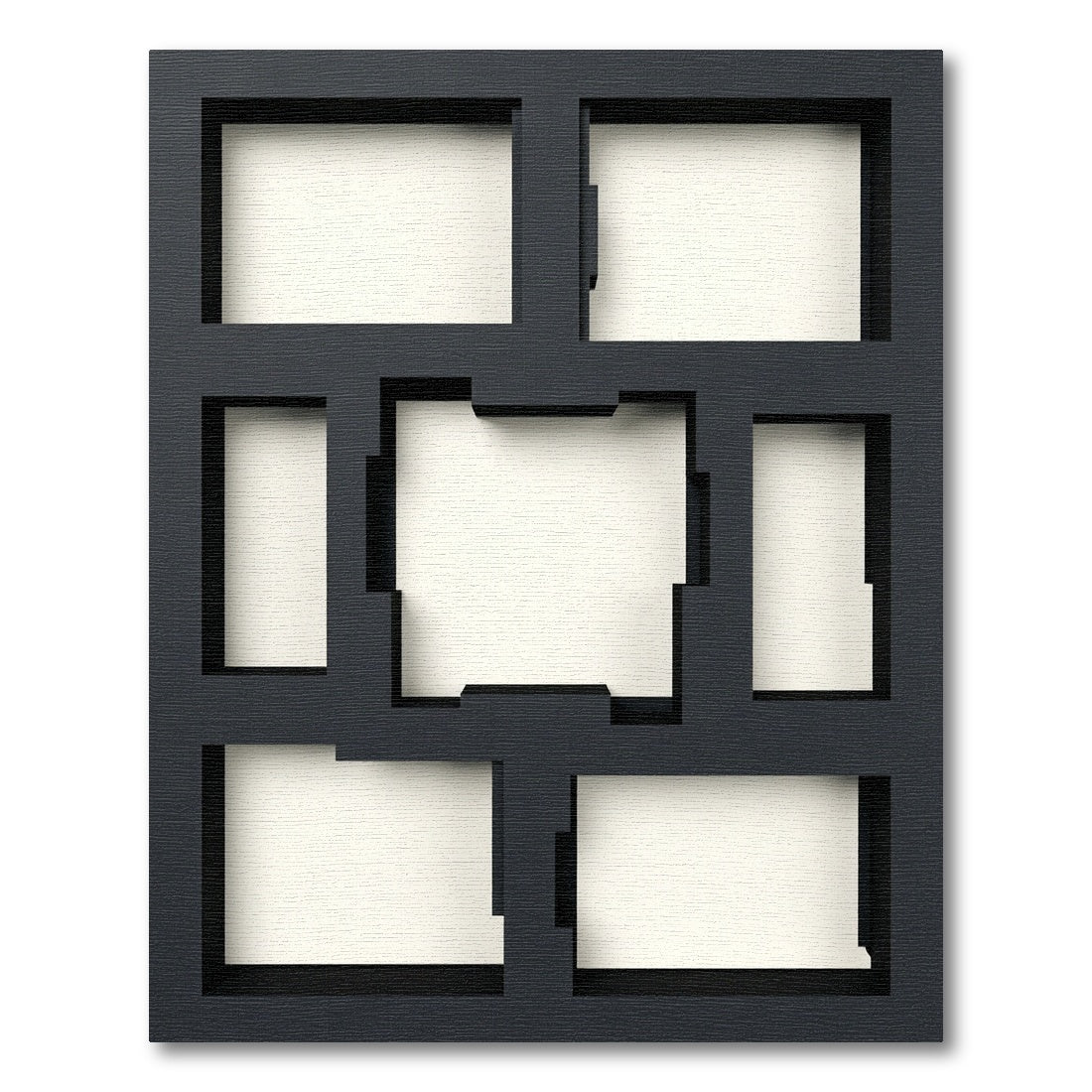 Modern Matte Black Geometric Frame Rug
