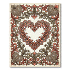 Ornate Coral Heart Vine Scroll Rug