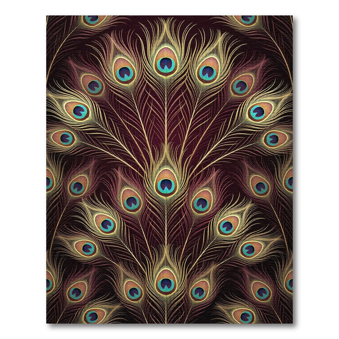 Opulent Midnight Golden Peacock Feather Rug