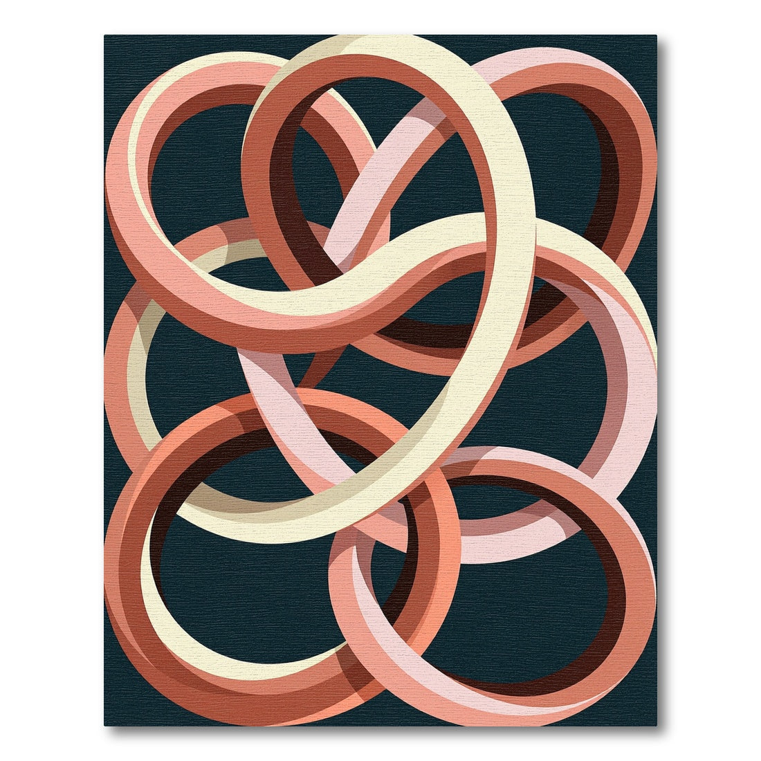 Intertwined Abstract Circles Peach Cream Rug