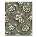 Vintage Cream Lotus Peony Garden Rug