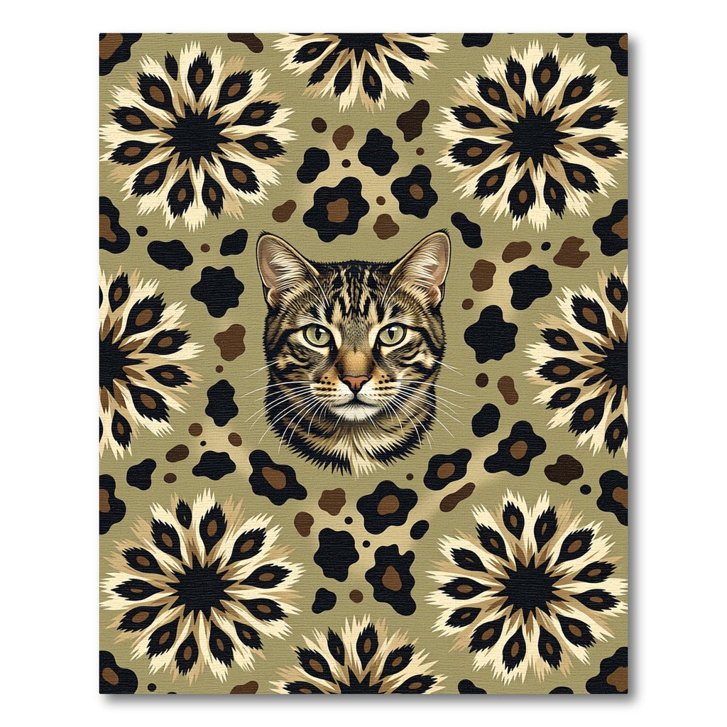 Tawny Cat Leopard Floral Roundel Rug