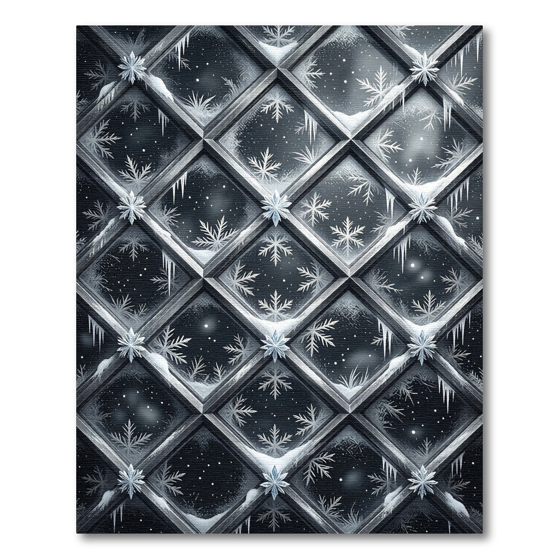 Frozen Winter Diamond Snowflake Lattice Rug
