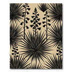 Black Yucca Flower Palm Leaf Rug
