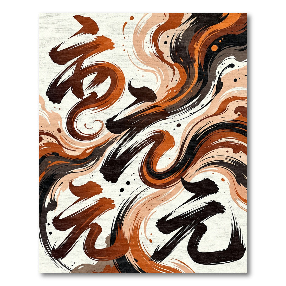 Modern Abstract Copper Black Swirls Rug
