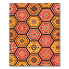 Orange Hexagonal Medallion Folk Art Rug