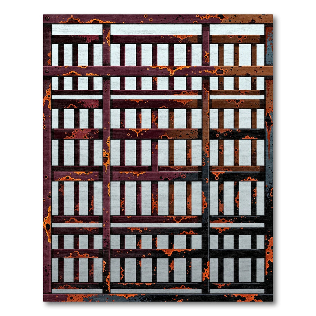 Rustic Orange Red Grate Texture Rug