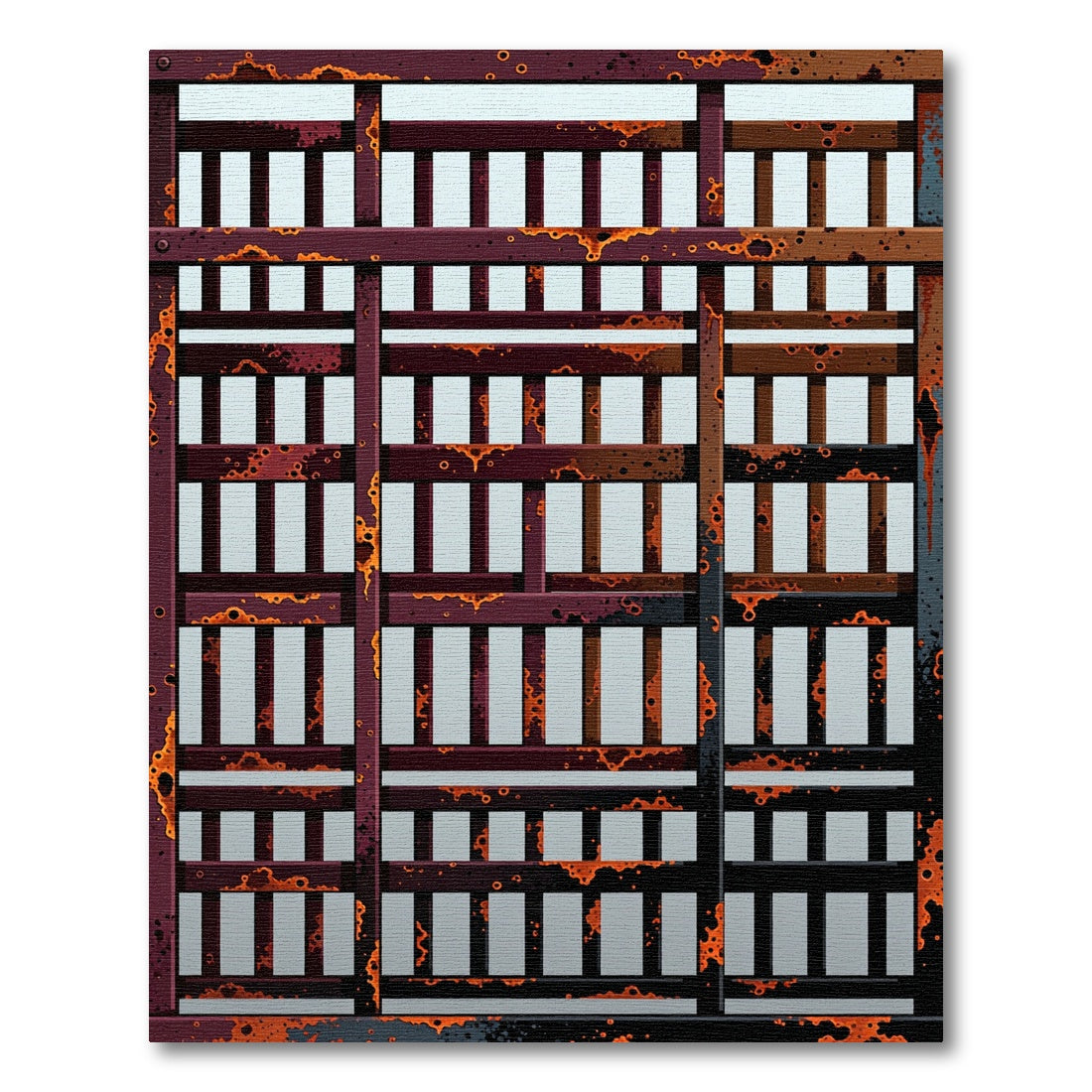 Rustic Orange Red Grate Texture Rug