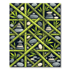 Zen Bamboo Stone Balance Art Rug