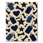 Navy Bone and Star Heart Cream Rug