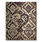 Burgundy Cream Baroque Heart Scroll Rug