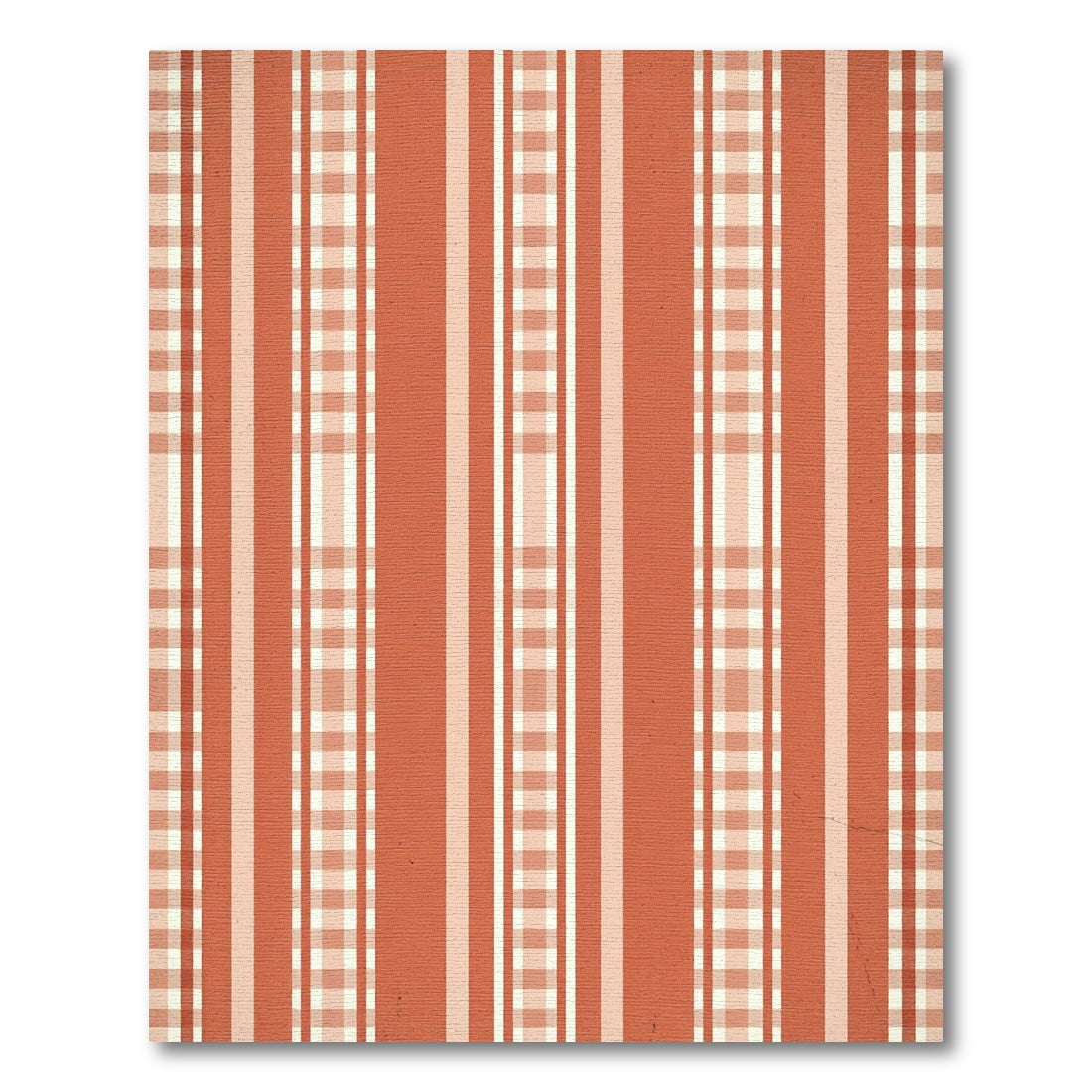 Terracotta Gingham Stripe Combination Rug