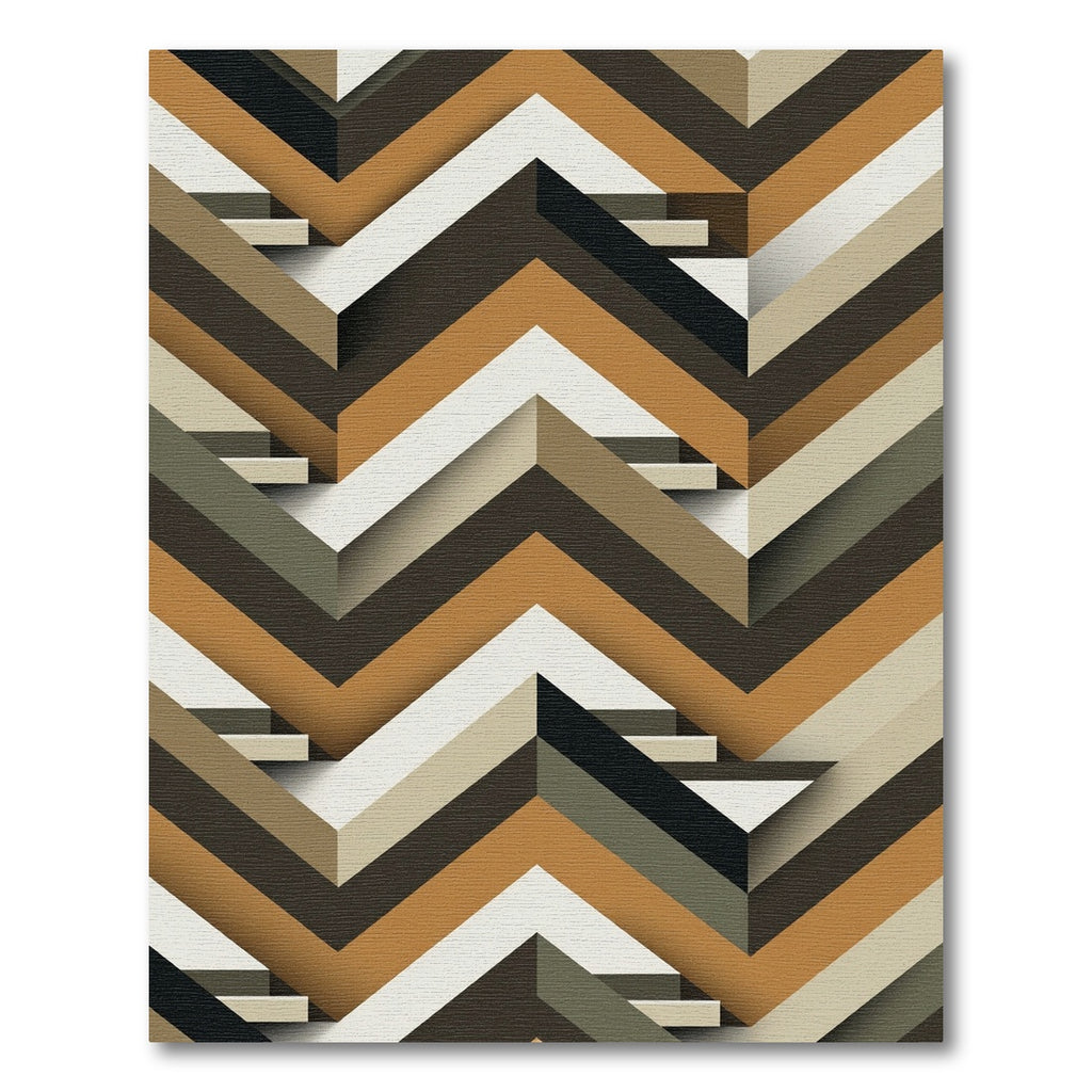 Geometric Ochre Chevron Angular Textured Rug